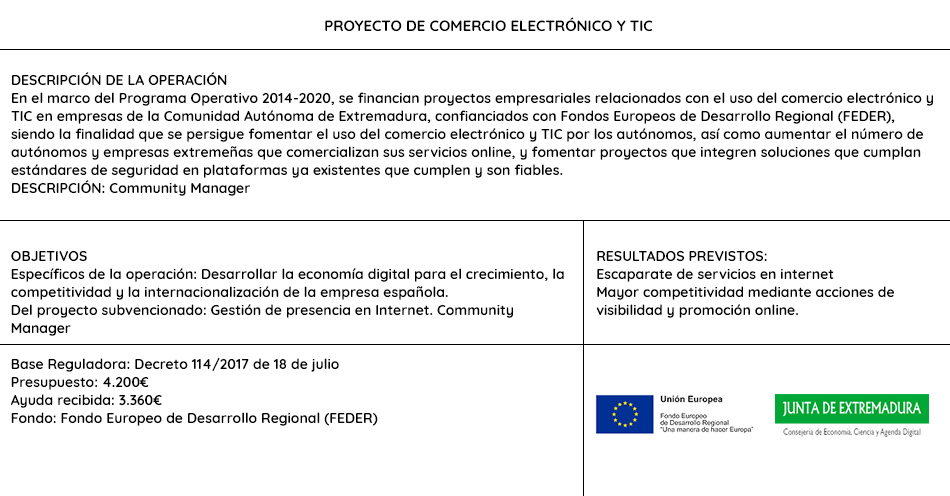 Ayudas de comercio electrónico y TIC en las empresas de la Comunidad Autónoma de Extremadura
